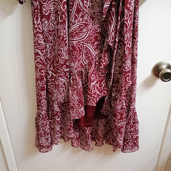 Calvin Klein Collection Maroon and White Paisley High Low Dress - Picture 2 of 8